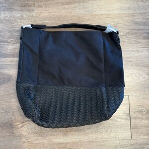 Sole Society Black Woven Leather Shoulder Bag